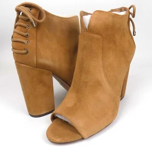 NEW Jessica Simpson Korissa Peep Toe Ankle Women Boots Size 8.5 Med, Honey Suede - Picture 1 of 11