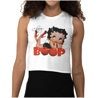 Linda camiseta sin mangas corta básica Betty Boop vintage retro dibujos animados cereza para mujer Foto 1 de 4