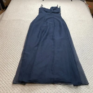 Mori Lee Blue Long Gown Maxi Dress Womens Small Bridesmaid Solid Chiffon Ladies - Picture 1 of 8