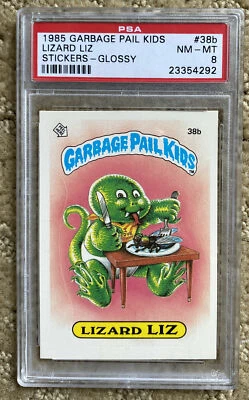 1985 Garbage Pail Kids Lizard Liz Series 1 #38b GLOSSY, PSA 8 OS1 GPK Card WOW - Image 1 of 2
