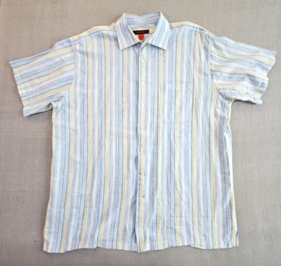 Camisa Nyne New You New Energy Para Hombre 1X Grande Manga Corta Azul Amarillo Rayas Foto 1 de 4