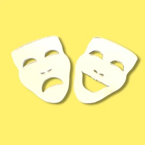 Pair of Comedy and Tragedy Mask Shaped Acrylic Mirrors - Various Sizes - Picture 1 of 1
