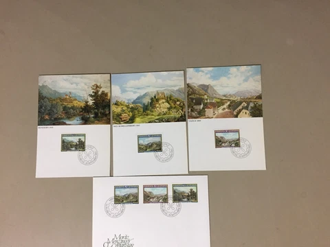 Set of four LIECHTENSTEIN PAINTINGS MORITZ MENSINGER  fdc-three are maxi cards Cover