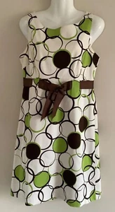 Jessica Howard Missy mehrfarbiges Baumwollkleid gefüttert, mit Gürtel Größe 8 - Bild 1 von 12