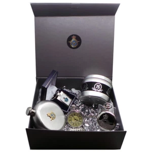 RAF Engraved Gift Hamper Pocket Watch Hip Flask Keyring Set Royal Air Force - Picture 1 of 5