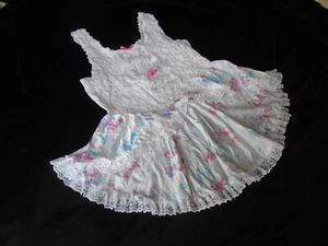 Sexy transparente weiße Spitze & Blumen Vintage 80er NATALIE CREATIONS Dessous Top Nachthemd L - Bild 1 von 8