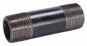 2 in Black Steel Nipple, 6 in Overall Pipe Length, Threaded on Both Ends , 40910 - Picture 1 of 1