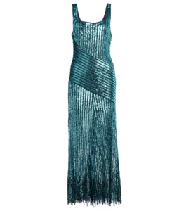 WORN 1x ETRO MILANO Women's Sz IT 44 US 8 Sequined Gown $5620 Blue Green - Picture 1 of 14