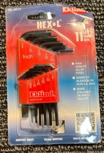 Eklind 11 Pc Short Sae Allen Hex Key Wrench 10111 Alloy Steel 4-1/4 Overall L - Picture 1 of 3