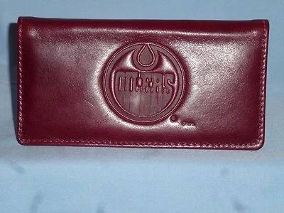 EDMONTON OILERS   Leather Checkbook  NEW  burgundy color - Image 1 of 3