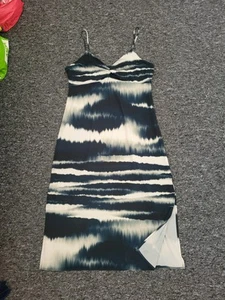Vestido midi Striking Sfera negro blanco a rayas en contraste sin mangas talla grande - Imagen 1 de 7