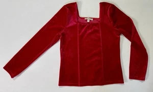 Chelsea & Violet Girls Top Sz L 12 Red Velvet Square Neck Holiday Dress - Picture 1 of 7