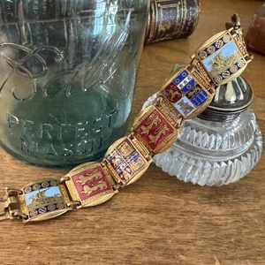 Pulsera Escudo Heráldico Esmalte Francés Vintage Normandía - Imagen 1 de 8