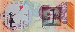 BANKSY * 5 Bolivares * Echte Banknote * Dismaland 2015 * Zertifikat * Stempel - Bild 1 von 10