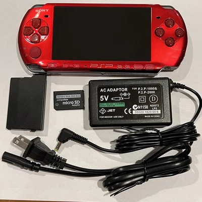 RADIANT RED PSP 3000 System w/ 64gb Memory Card & Charger Bundle Import - Image 1 of 2