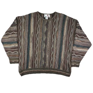 VTG 90s Florence Tricot Coogi Style 3D Knit Sweater Mens Colorful Textured 2XL - Picture 1 of 8