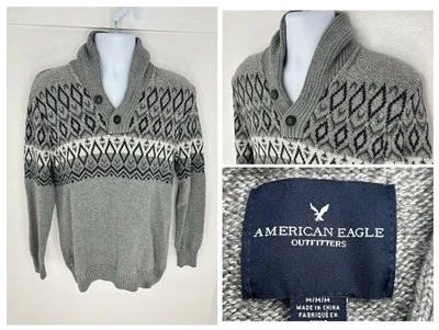 Suéter Chal Geométrico American Eagle Talla Mediana Invierno Preppy Pullover Foto 1 de 4