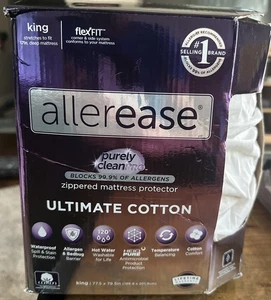 Allerease Flexfit Mattress Protector Cotton Waterproof Allergen Barrier, King - Picture 1 of 4