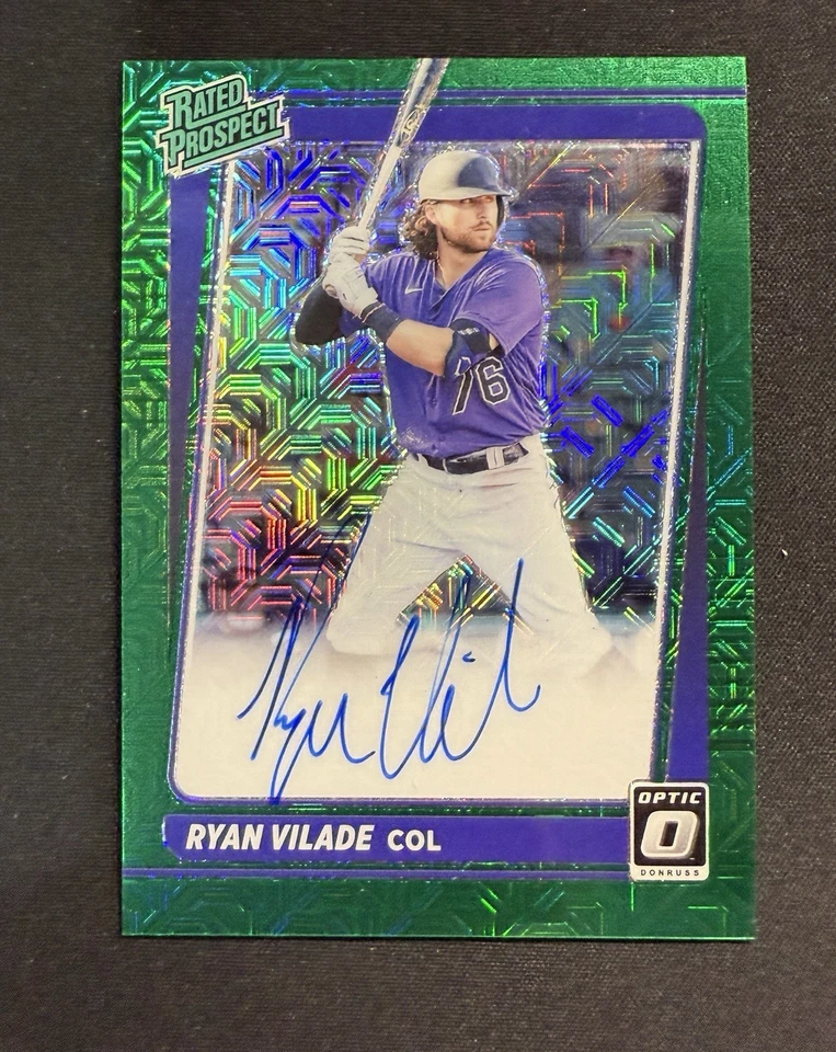 Ryan Vilade 2021 Donruss Optic Rated Prospect Green Mojo Auto #’d /99 Rockies RC - Image 1 of 2