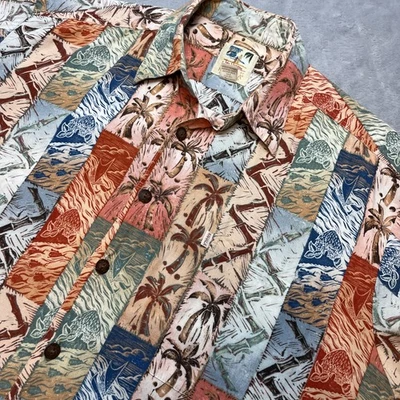 Camisa Kahala Colección John Severson De Colección Para Hombres M Campamento Estampado Bloque Hawaiano Foto 1 de 4