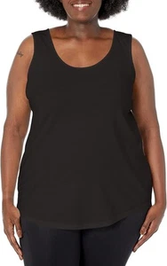 JUST MY SIZE Women's Size Cotton Jersey Shirttail Tank Top, Plus 3X, Black  - Picture 1 of 7