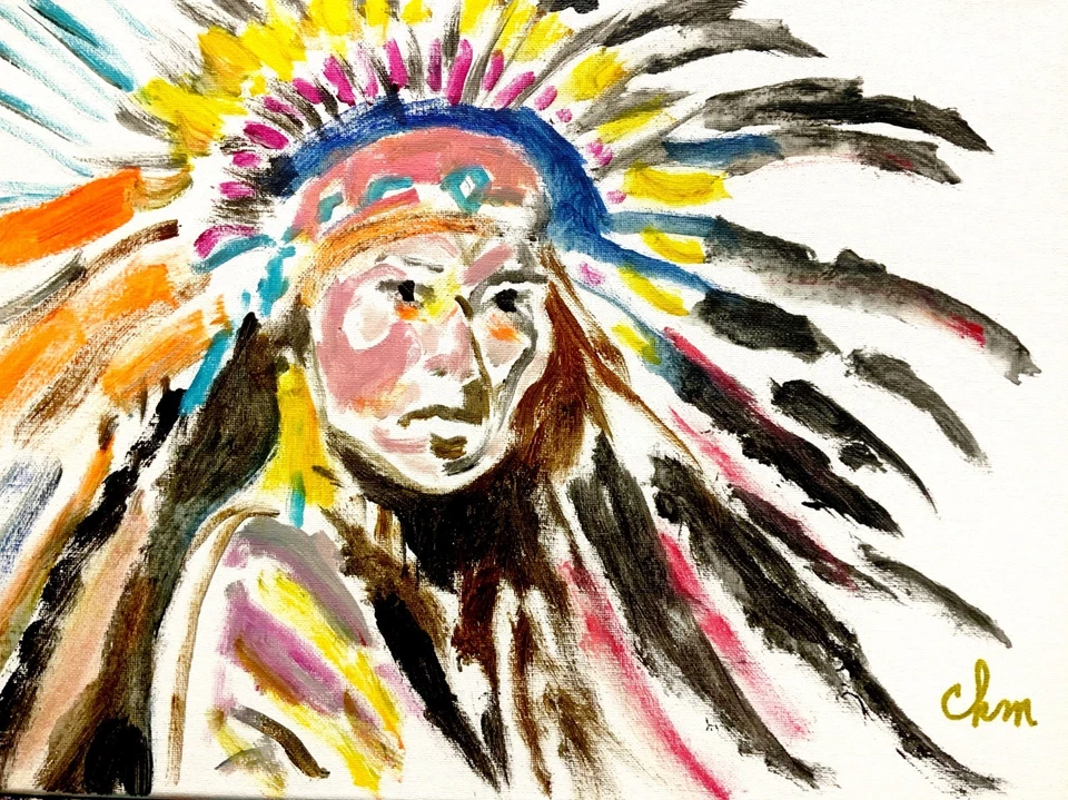 12x16 Canvas CHM Original Expressionism Handmade Signed Colorful Art Painting - Image 1 of 3