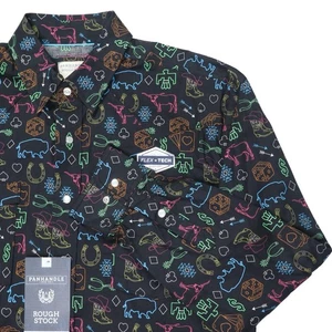 PANHANDLE Shirt Men’s Size M ROUGHSTOCK Long Sleeve NEON COWBOY SNAP Flex Tech - Picture 1 of 15