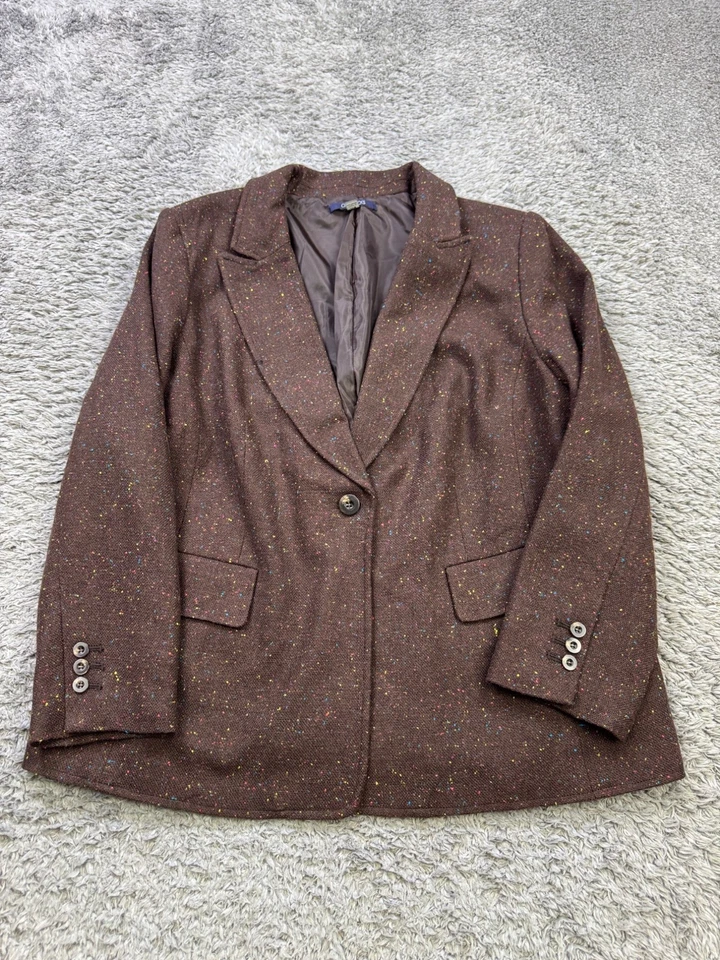 Jaqueta Chadwicks Feminina 20 W Mescla de Lã Marrom Casaco Esportivo Sardas Terno Blazer - Imagem 1 de 4