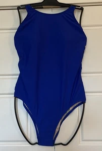 NWT Kona Sol Women's One Piece Swimsuit High Neck Sz Large/ 12-14, Bright Blue - Picture 1 of 14