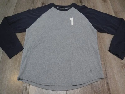 Camiseta De Colección Años 90 2000 Para Hombre Abercrombie & Fitch Raglán Gris Azul #1 Parche Músculo Foto 1 de 4