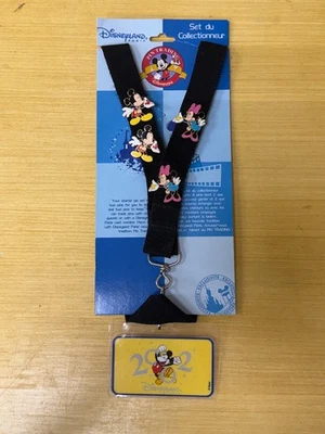 Disneyland Paris Pin Trading Lanyard Starter Set 2002. 2 Mickey & 2 Minnie Pins - Image 1 of 4