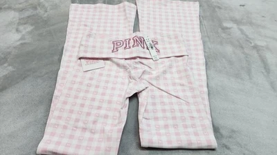 VS PINK x LoveShackFancy Cotton Foldover Flare Leggings ICON GINGHAM SIZE XS - Image 1 of 4