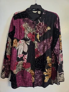 Laura Ashley Damen 2X Übergröße Shirt Oberteil Bluse Blumen Langarm Pailletten - Bild 1 von 13