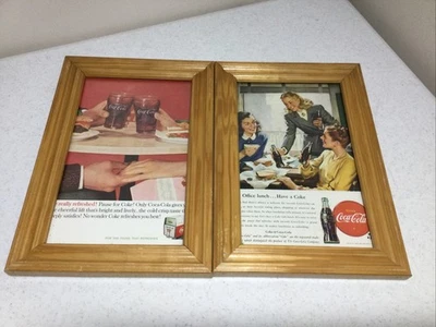 2 Pc Lot Coke = Coca Cola 1948 magazine ad prints framed 11.5” x 8” Advertising - Image 1 of 4