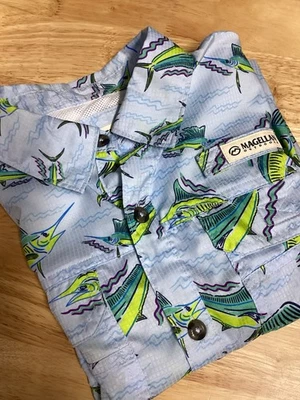 Niños Magallanes Exterior Manga Corta Equipo de Peces Ventilado Absorbente Botón Oculto Foto 1 de 4