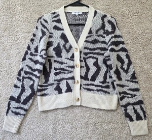MADEWELL Damen Strickjacke V-Ausschnitt abstraktes Tiermuster Gr. XS NO047 #21 - Bild 1 von 10