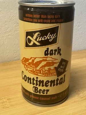 Lucky Dark Continental Beer - Pull Tab Beer Can - Bottom Opened Empty - Image 1 of 4