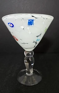 Vidrio artístico hecho a mano Amici grande blanco y transparente Millefiori medusa Martini Glass - Imagen 1 de 20