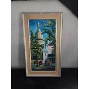 Peitit Signed Palette Knife Oil Painting Paris Street Scene 18.5x10.75 Vintage - Picture 1 of 10