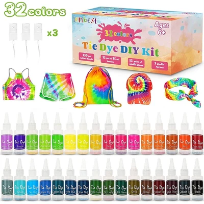 Tie Dye Set Kit 32 Colours Kids Adults Big Box Textile Paint Professional Craft - Image 1 of 4