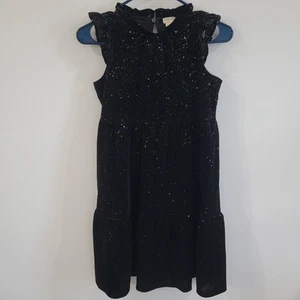 Crewcuts J Crew Girls Dress Size 10 Kids Black Glitter Ruffle Holiday - Picture 1 of 7