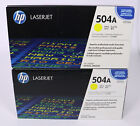 Lot of 2 HP LaserJet 504A Yellow Toner CE252A for CP3525 CM3530