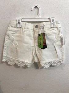 SO Girl's Denim Crochet Frayed Hem Shortie White Size 14Ret $24 (APO-124-1) - Picture 1 of 5