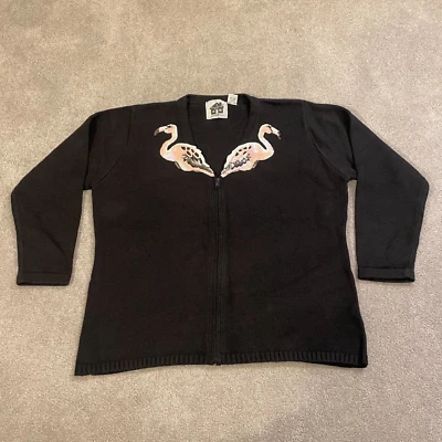 Suéter de punto vintage de cuentos para mujer 1X negro flamenco lentejuelas tejido Y2K brillante Foto 1 de 4