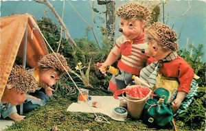 Postcard 1950s dressed hedgehog family camping humor Kiener TP24-1051 - Picture 1 of 2