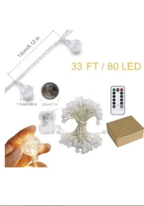 33 Ft 80 Led Battery Operated Globe Ball String Lights Fairy String Lights Decor - Picture 1 of 8