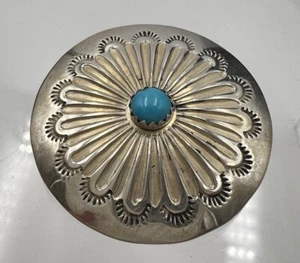 Vintage signierte BJ Sterling Silber Türkis handgestempelt Anstecknadel Brosche - Bild 1 von 5