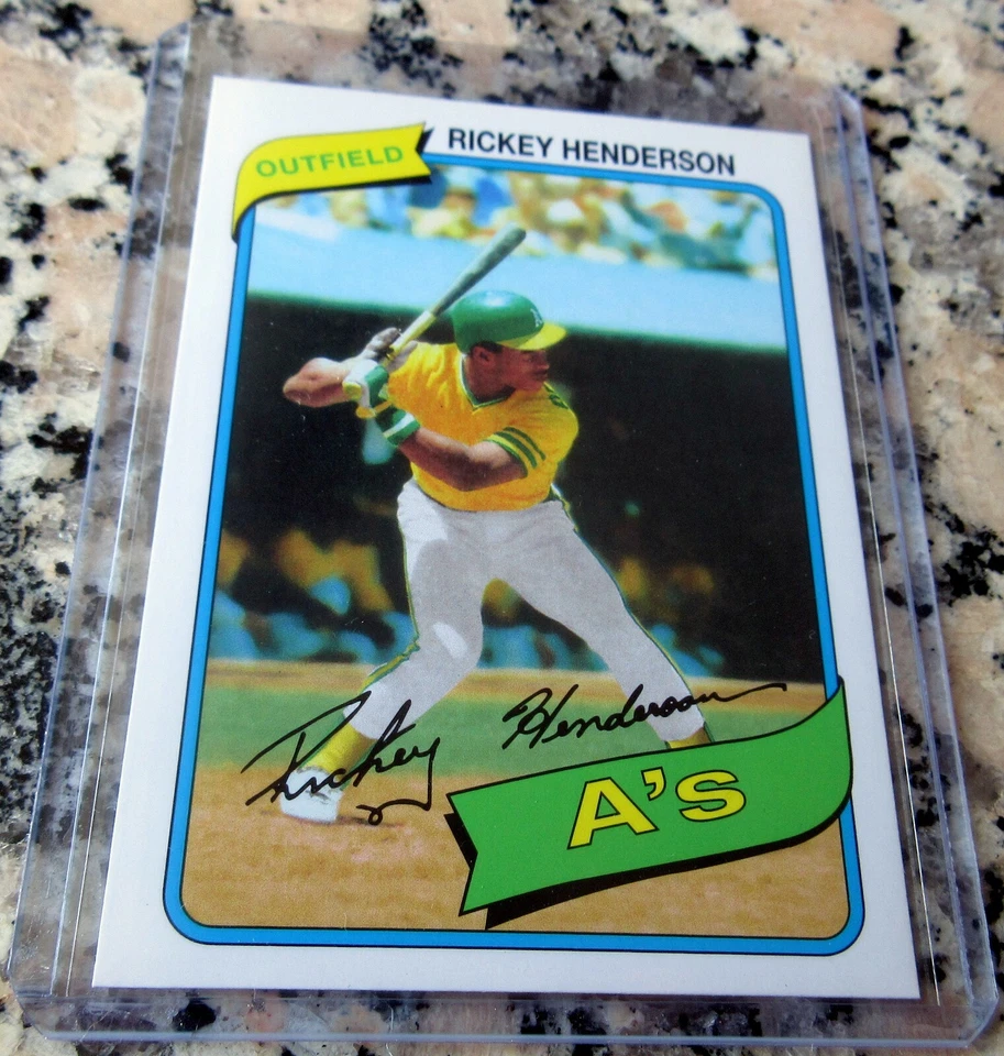 RICKEY HENDERSON 2016 Reprint 1980 Topps Rookie Card RC Oakland A's MVP HOF - Image 1 of 2