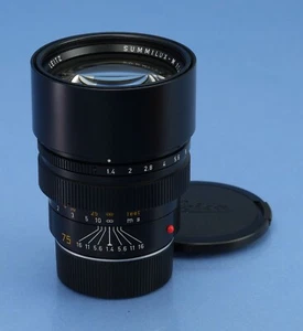 LEICA LEITZ SUMMILUX-M 75MM F1.4 11815 ELC CANADA MANDLER LENS +CAPS VERY NICE! - Picture 1 of 5