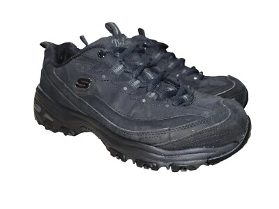 斯凯奇女式 D Lites 11949W 黑色皮革舒适鞋运动鞋 7 W 码 — 第 1/4 张图片